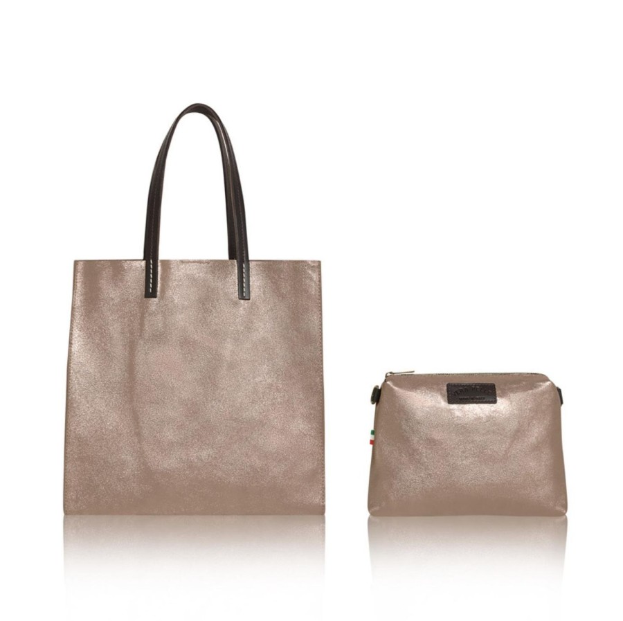 Women Doodie Stark Bags | Metallic Tote Bag-Bronze