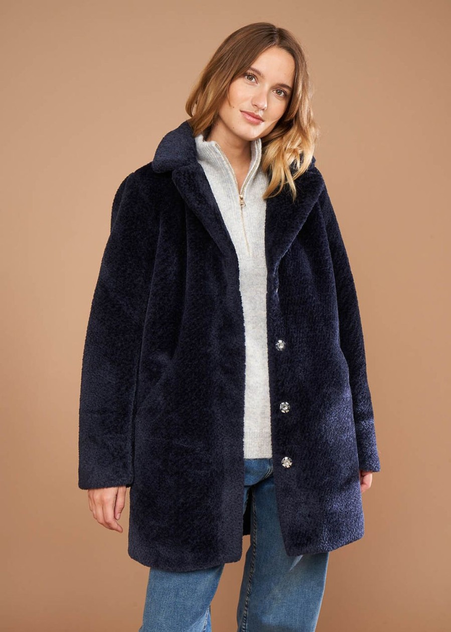 Women Doodie Stark Coats | Mampini Faux Fur Coat-Marine