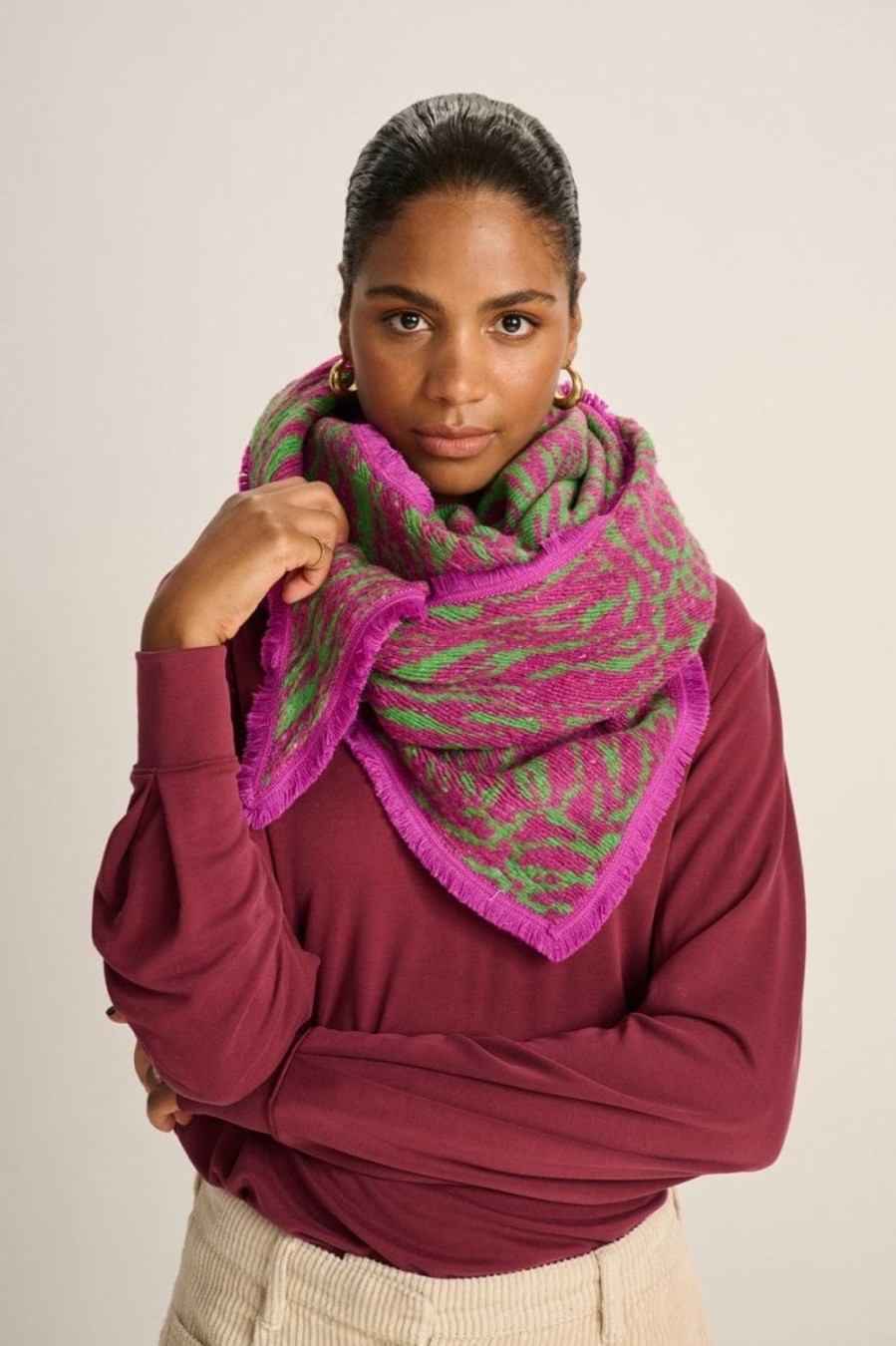 Women Pom Amsterdam Scarves | Zebra Scarf-Pink/Green