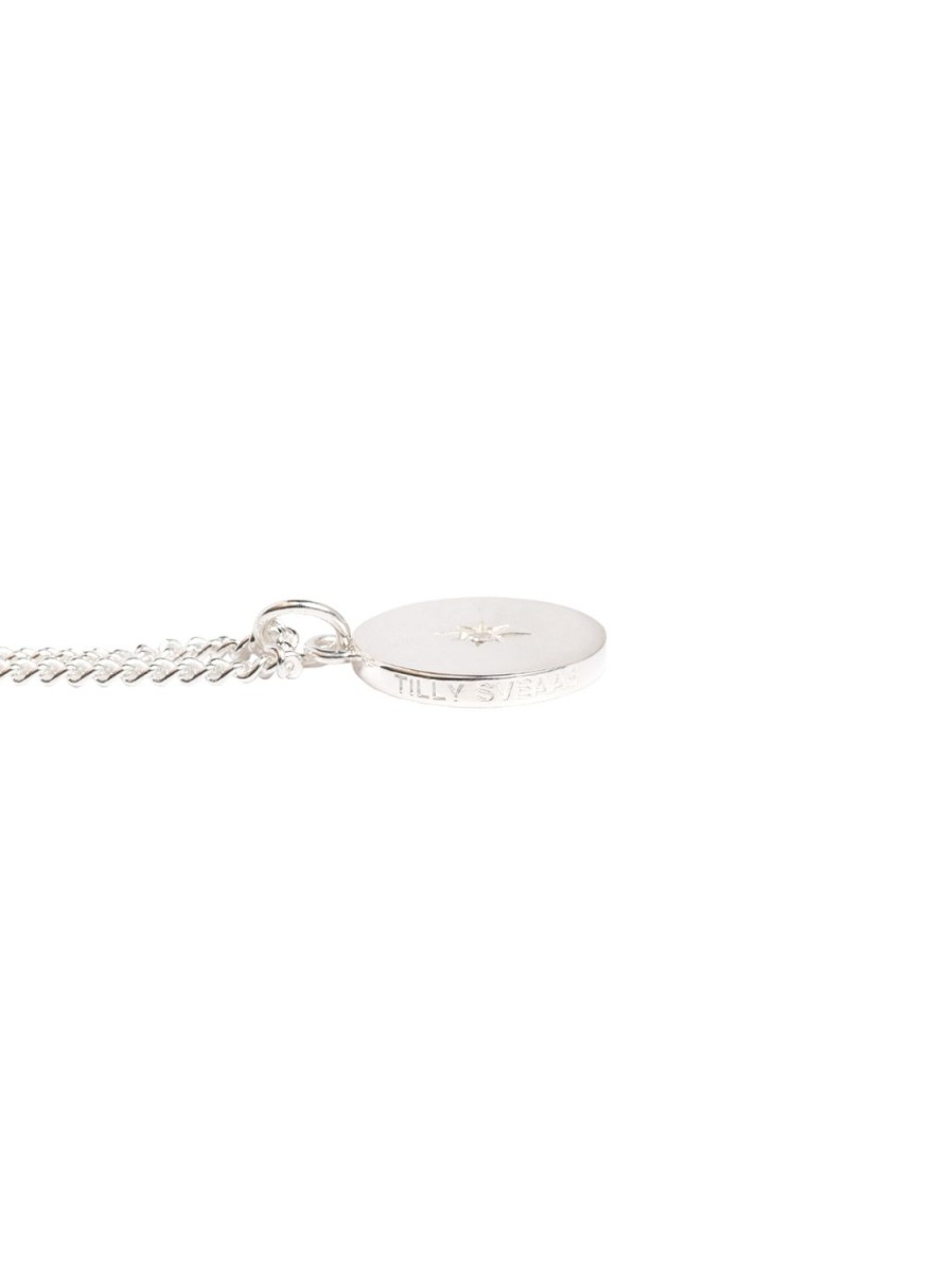 Women Tilly Sveaas Necklaces | Plain Silver Diamond Disc On Curb Chain