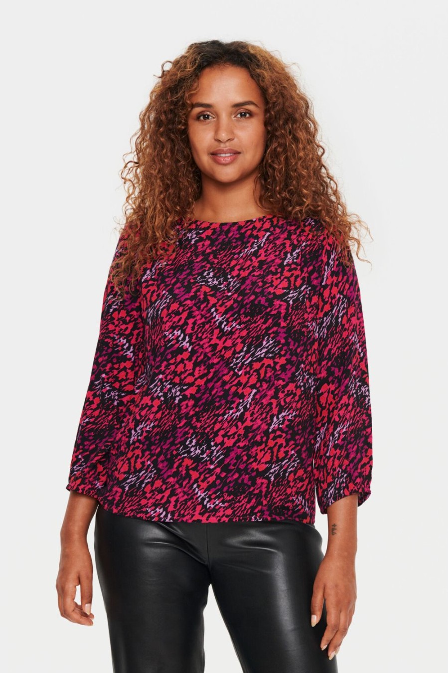 Women Saint Tropez Tops | Blanca Adele Blouse-Winterberry Brushed Blooms