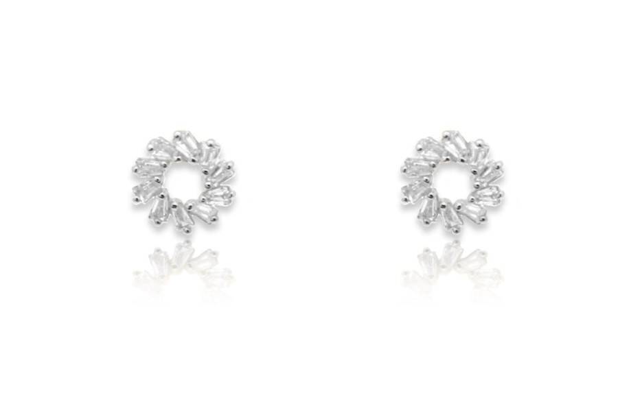 Women Boho Betty Earrings | Maeve Hollow Cz Stud Earrings-Silver