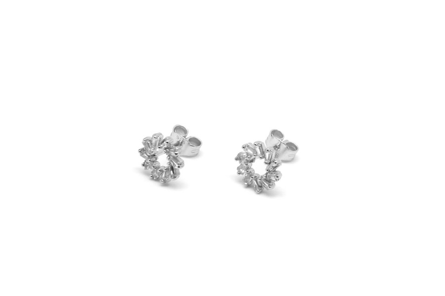 Women Boho Betty Earrings | Maeve Hollow Cz Stud Earrings-Silver