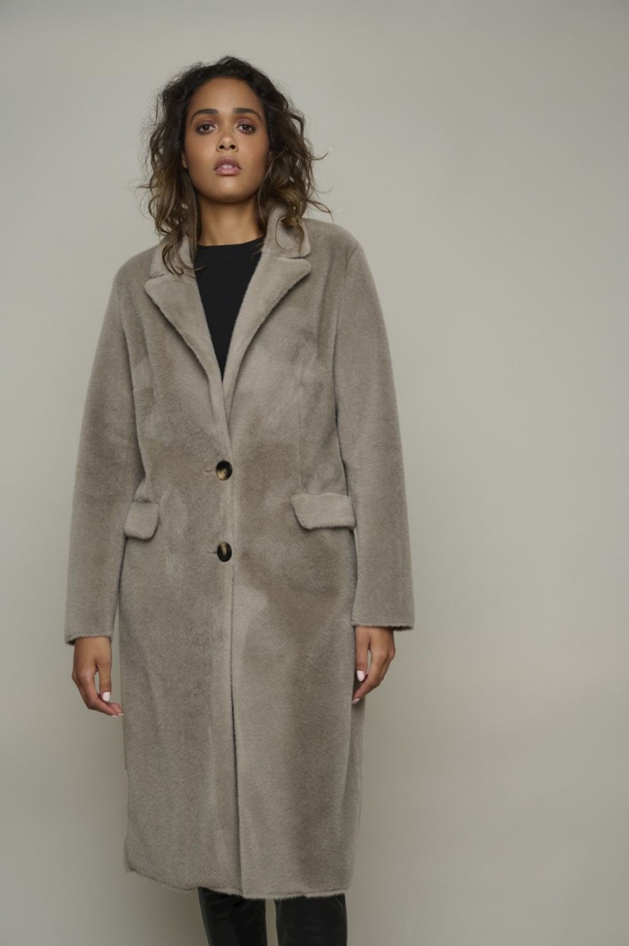 Women Rino & Pelle Coats | Saami Long Single Breasted Coat-Fungi