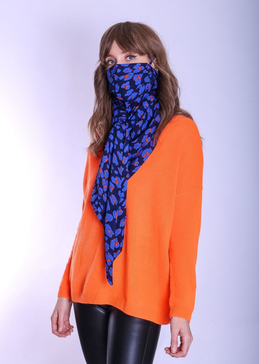 Women Doodie Stark Face Masks | Doodiescarf-Animal Navy/Cobalt/Orange