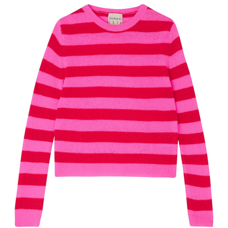 Women Doodie Stark Knitwear | Stripe Crew Neck Knit-Hot Pink/Cherry