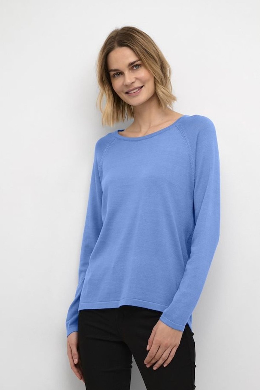 Women Culture Knitwear | Annemarie Solid Jumper-Blue Bonnet