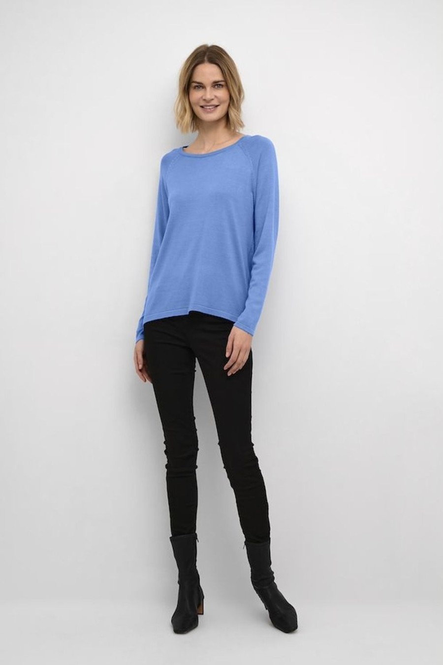 Women Culture Knitwear | Annemarie Solid Jumper-Blue Bonnet