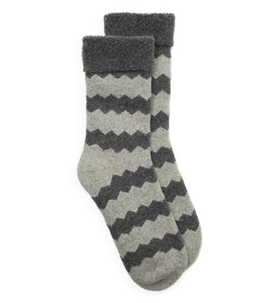 Women Somerville Socks | Slipper Sock Zigzag-Grey/Grey