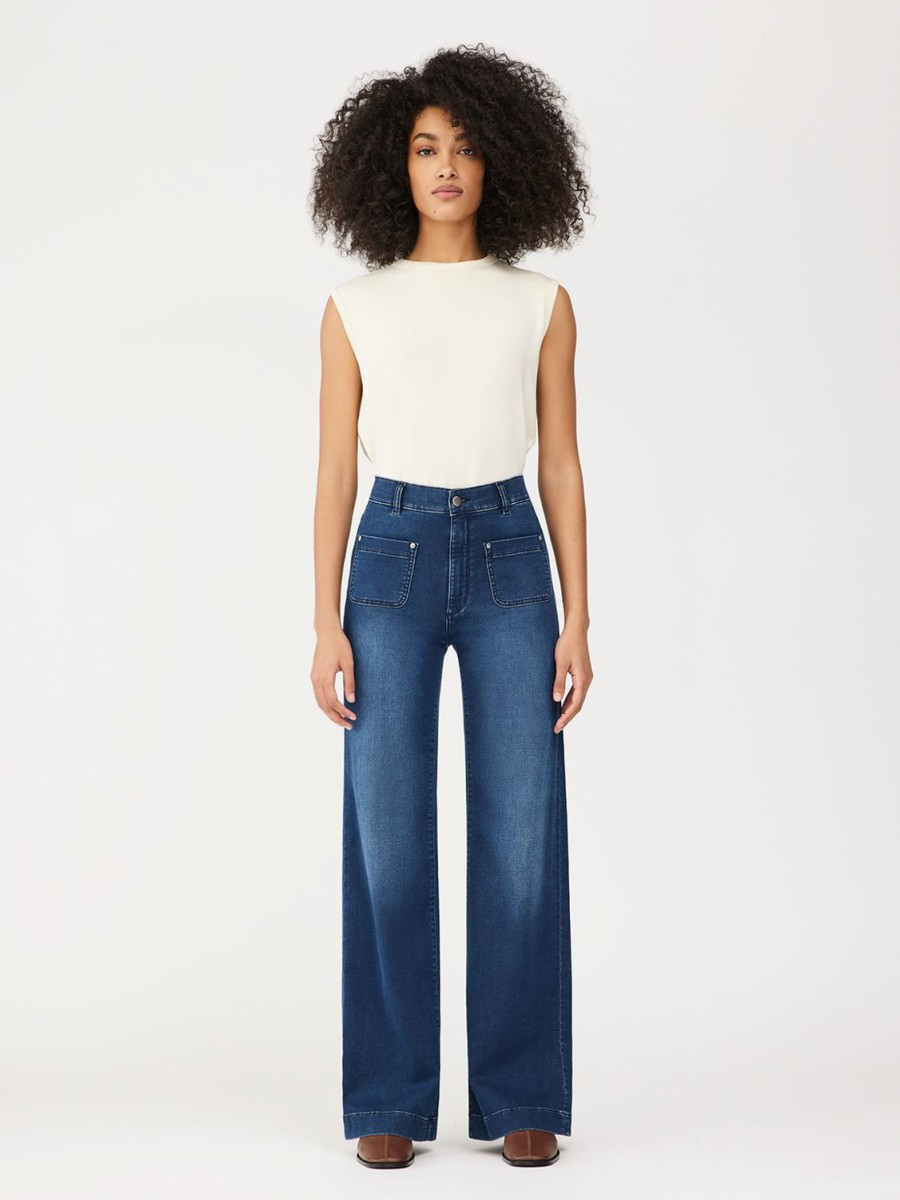 Women DL1961 Jeans | Hepburn Wide Leg High Rise Vintage-Blue Tide