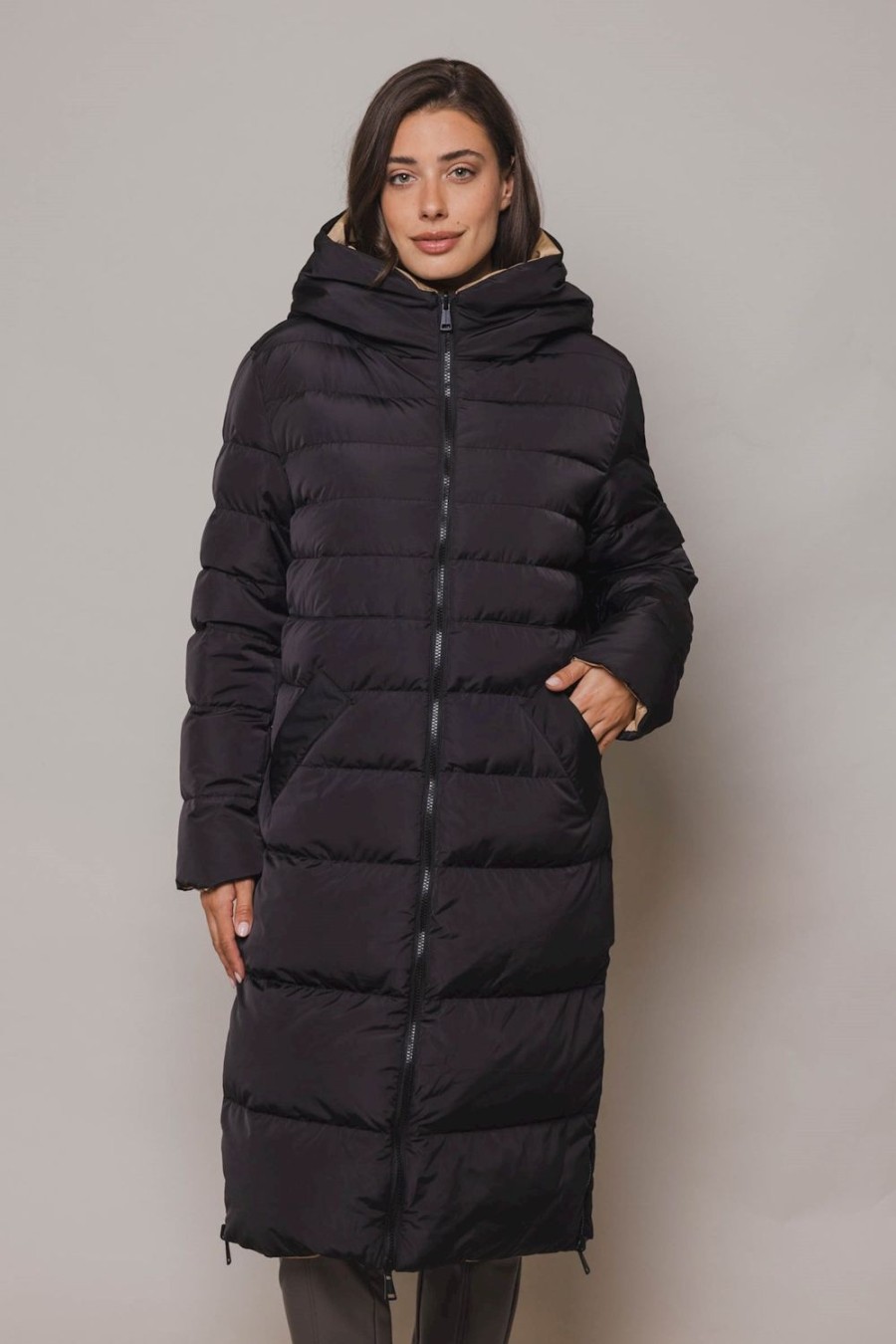 Women Rino & Pelle Coats | Keila Reversible Coat-Black & Cookie