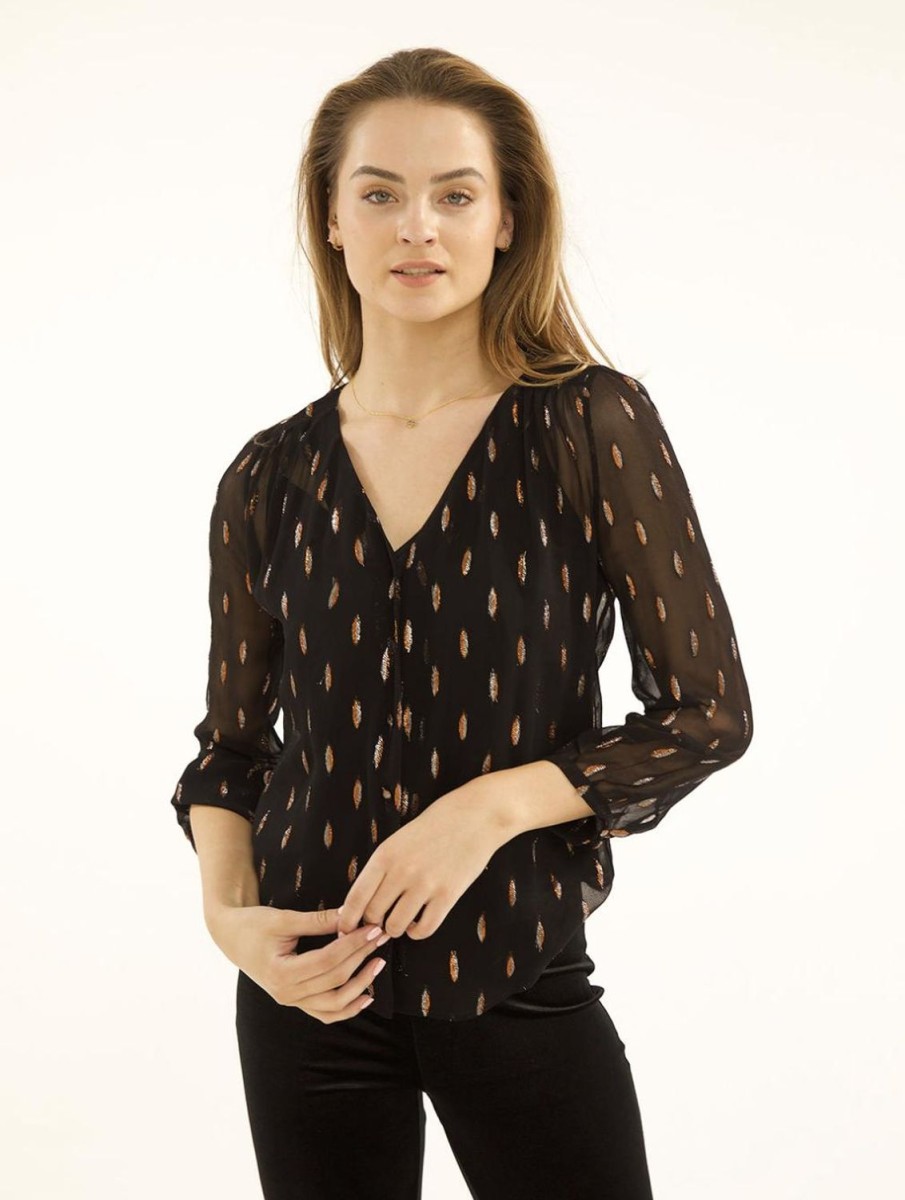 Women Stardust Tops | Betty Blouse-Black Confetti