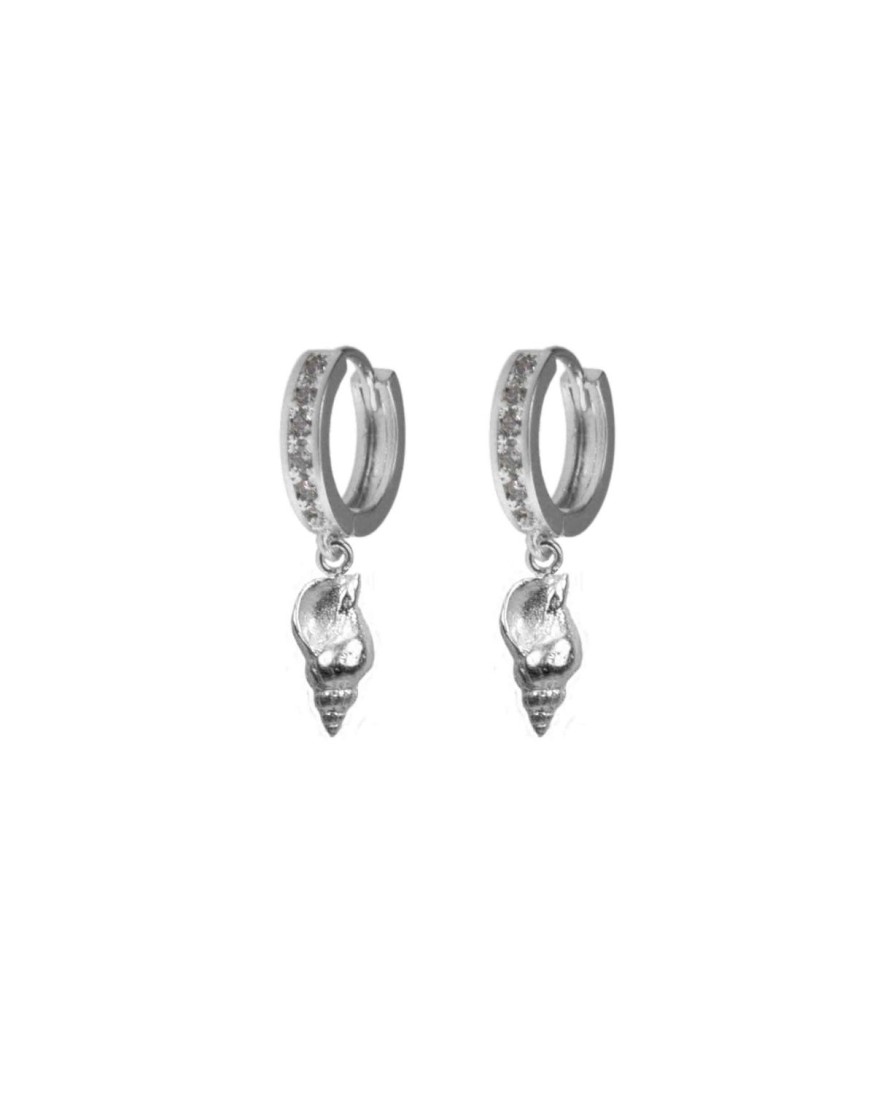 Women Hultquist Earrings | Silver Crystal Conch Hoop Earring