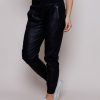 Women Suzy D Trousers | Vegan Leather Joggers-Black