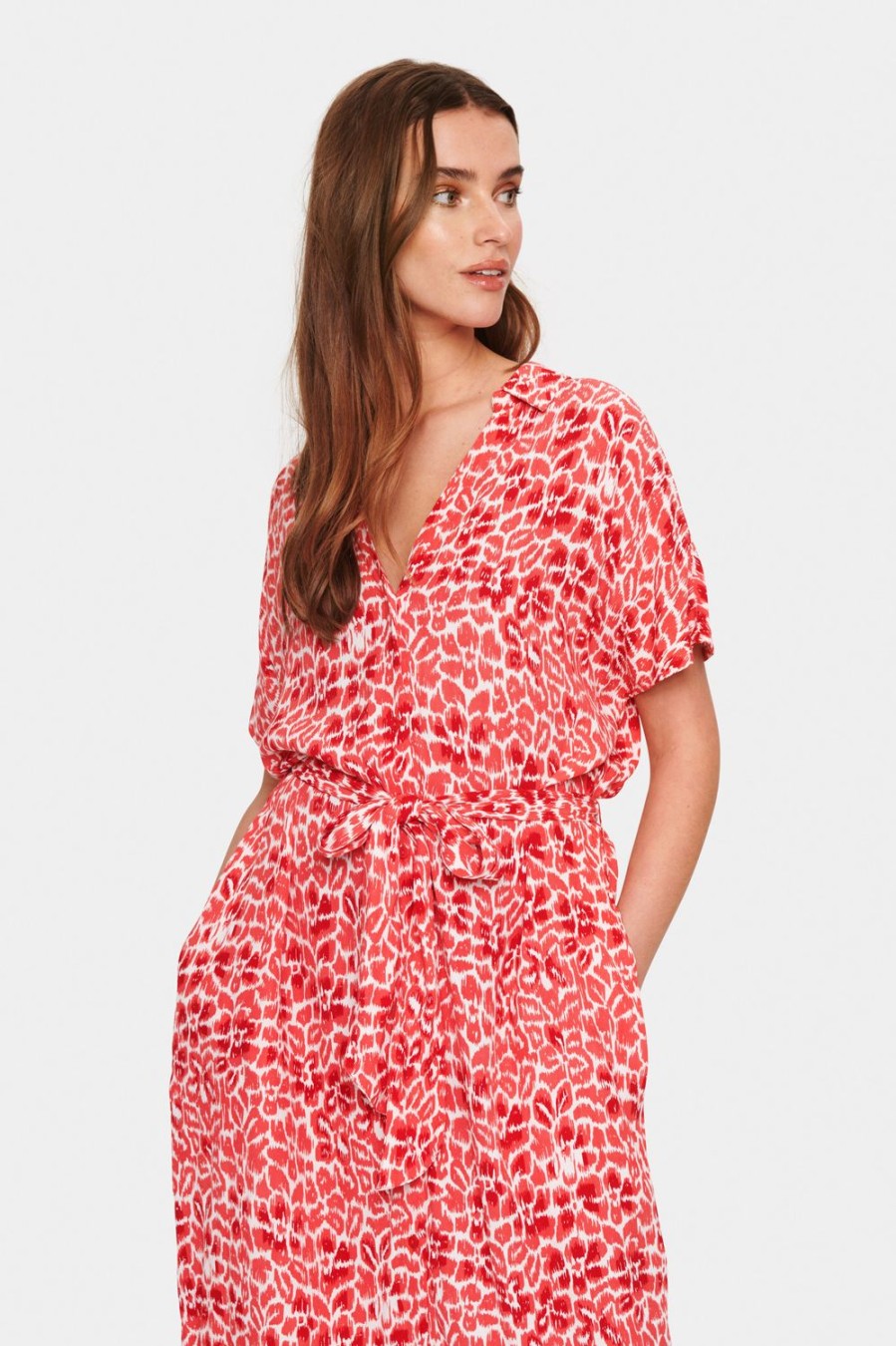 Women Saint Tropez Dresses | Blanca Ss Dress-Hibiscus Refresh Animal