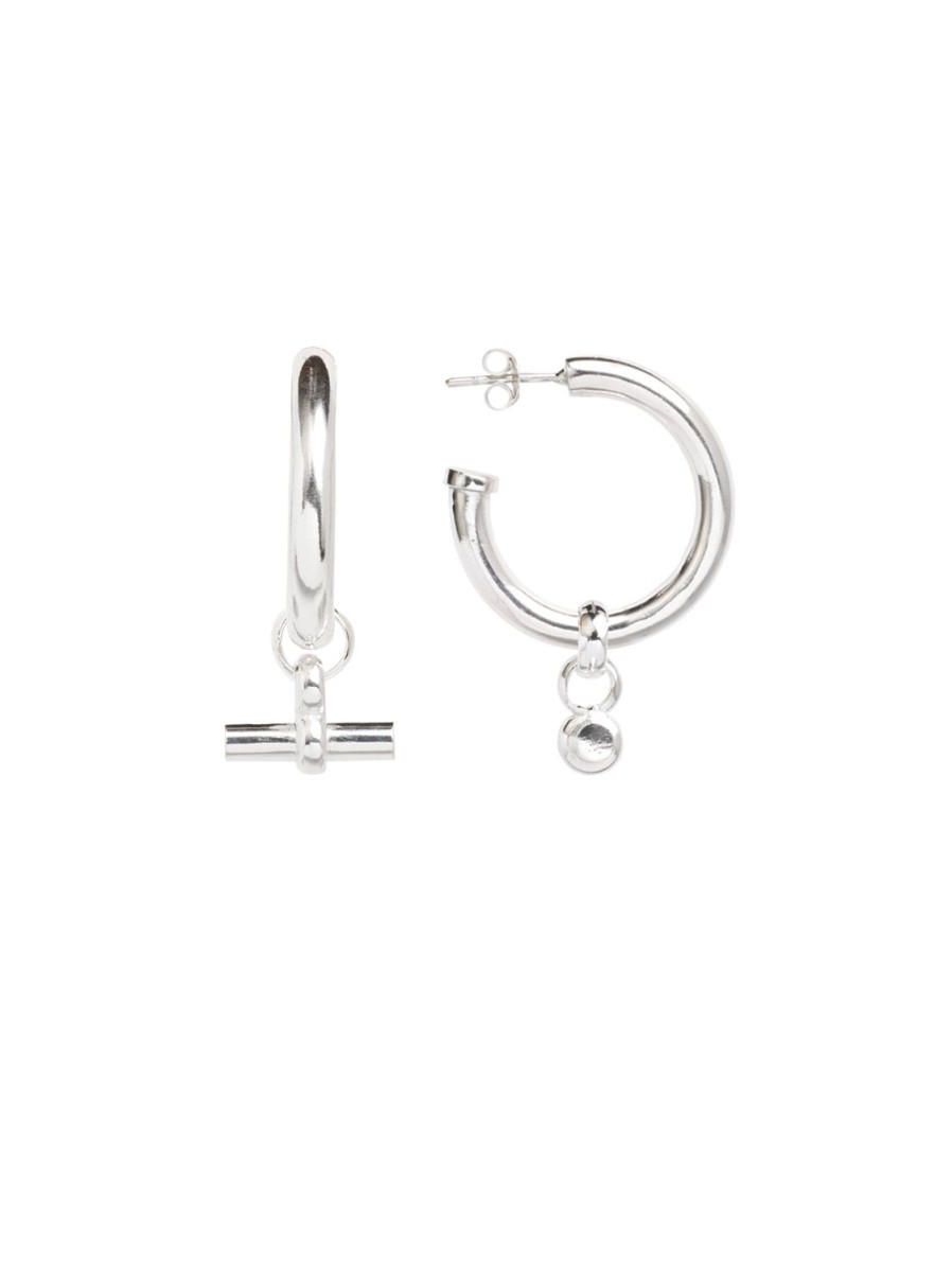 Women Tilly Sveaas Earrings | Medium Silver T-Bar Earrings