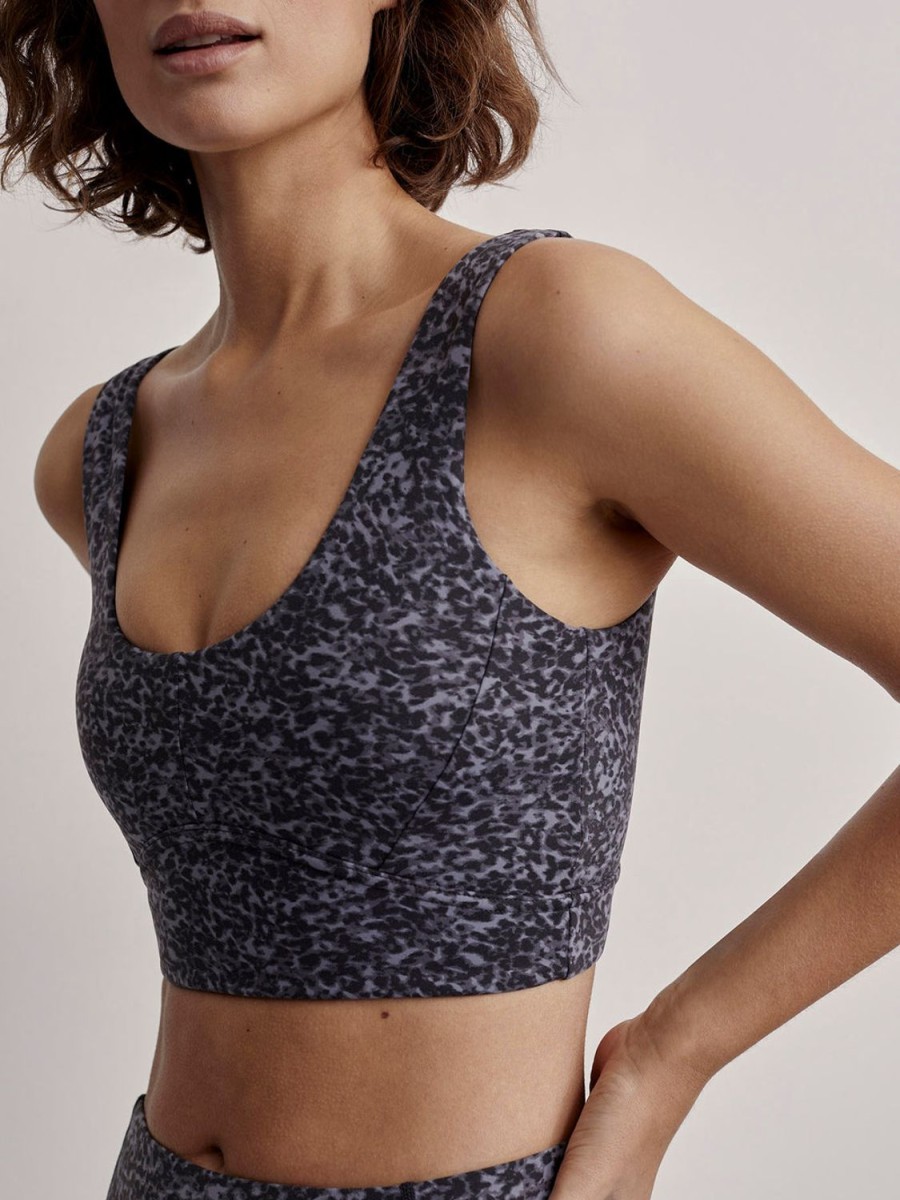 Women Varley Tops | Let'S Go Elsie Bra-Ebony Blue Cheetah