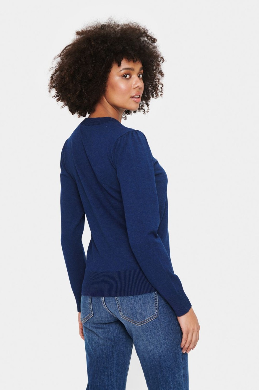 Women Saint Tropez Knitwear | Mila Pullover-Medieval Blue Melange