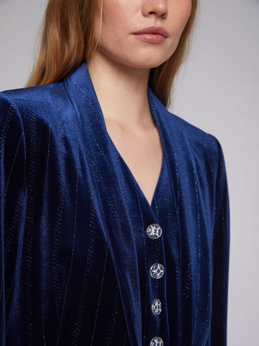 Women Vilagallo Jackets | Smoking Jacket-Navy Glitter