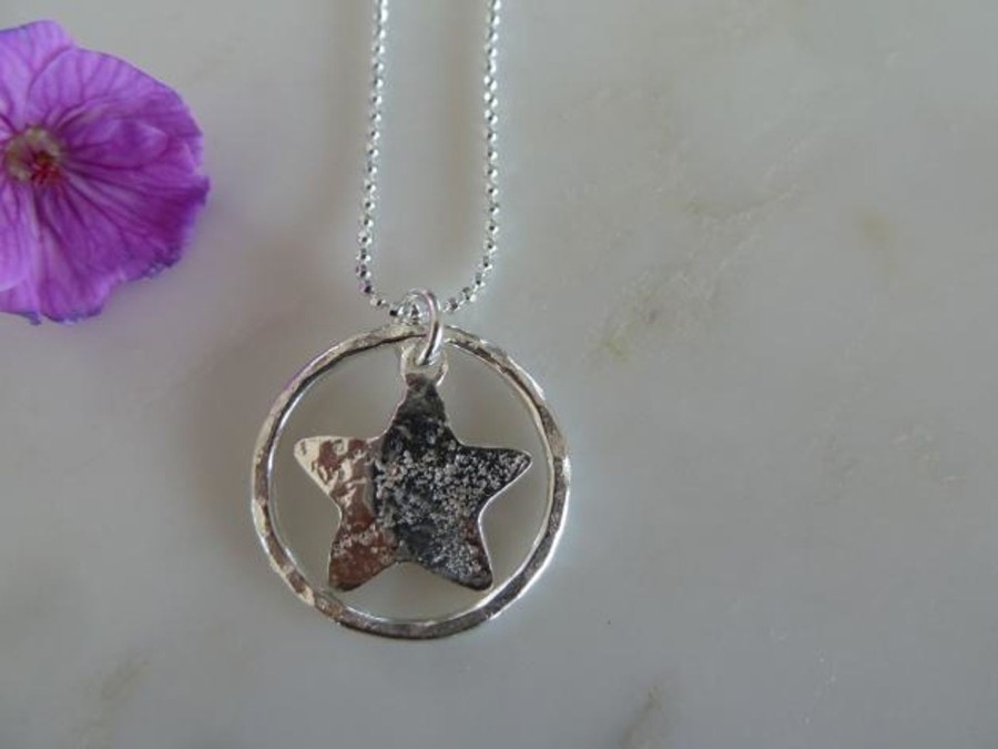 Women Doodie Stark Necklaces | Silver Circle & Star Pendant