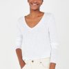 Women American Vintage Tops | Jacksonville Long Sleeve Tee-White