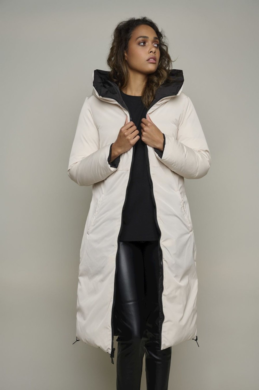 Women Rino & Pelle Coats | Keila Reversible Padded Coat-Black/Angora