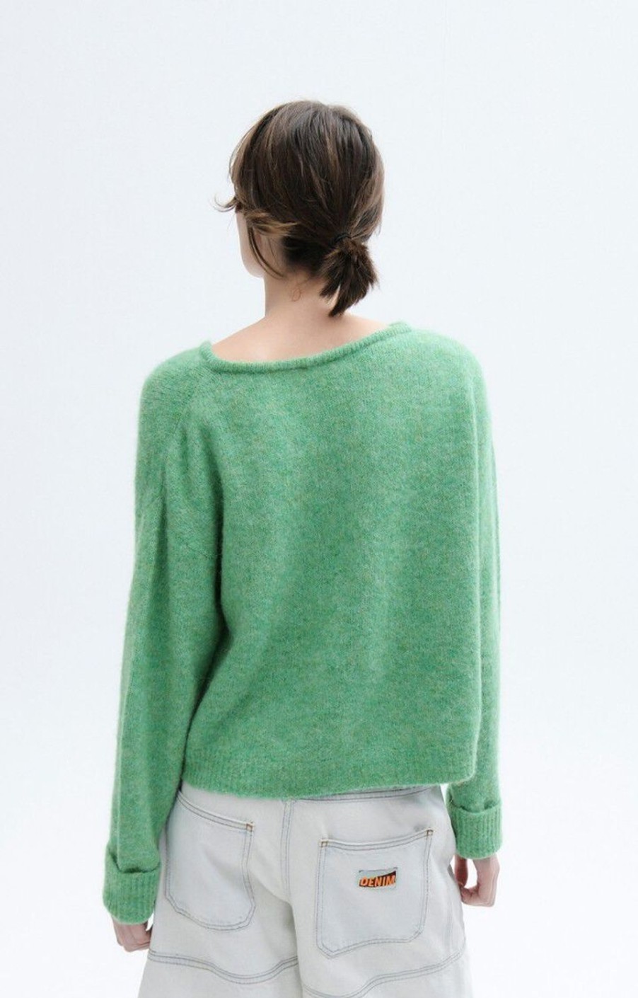 Women American Vintage Knitwear | East V-Neck Jumper-Palmier Chine