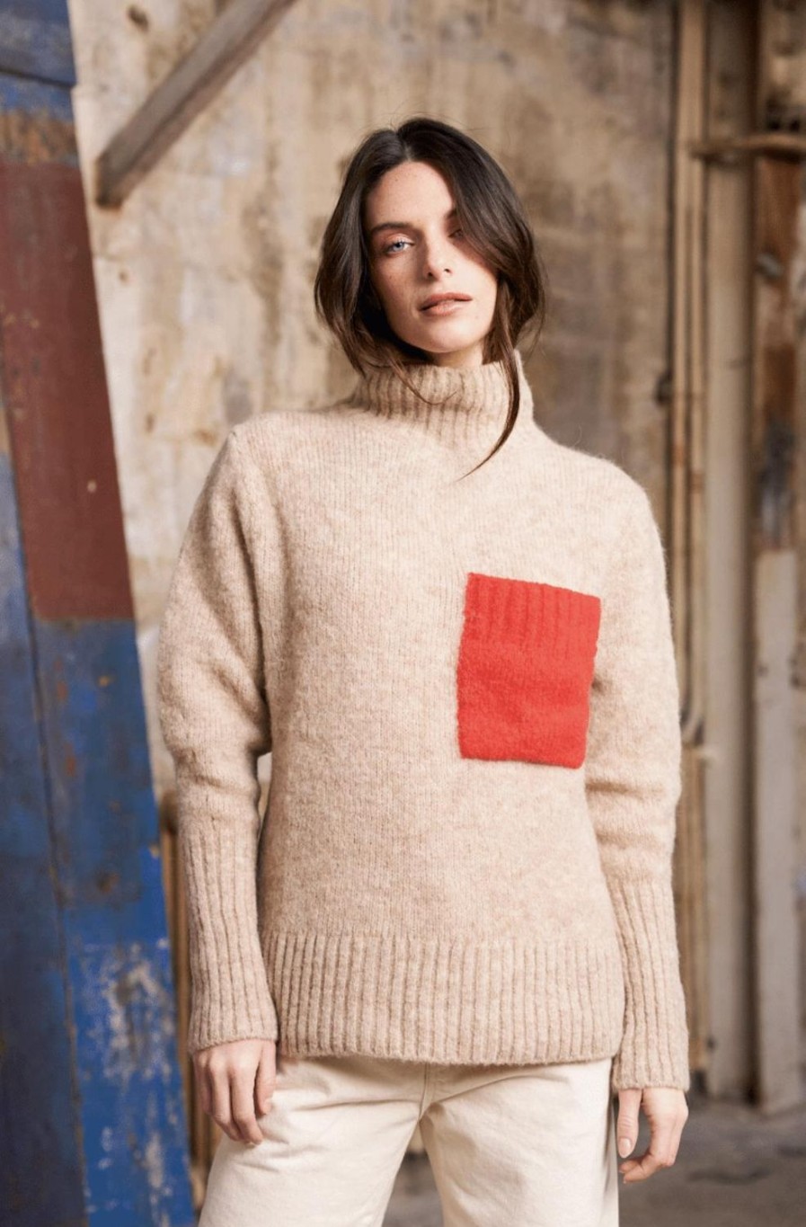 Women Maison Anje Knitwear | Batilly Turtle Neck-Greige