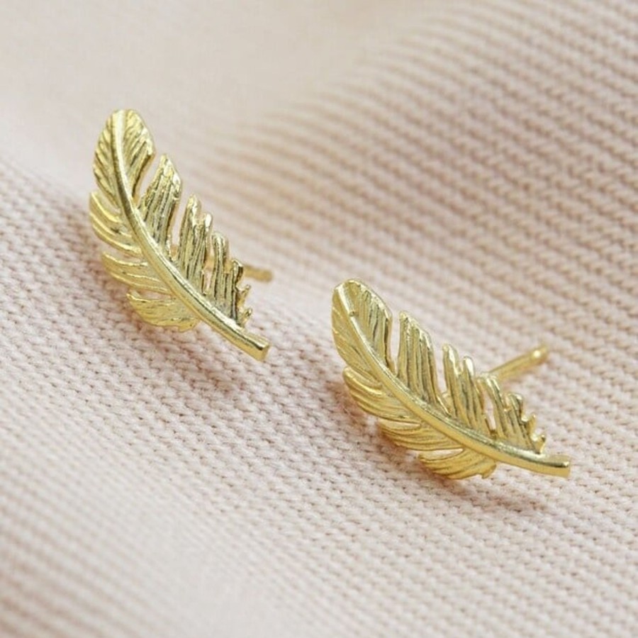 Women Lisa Angel Earrings | 14562 Gold Feather Earrings