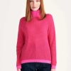 Women Doodie Stark Knitwear | Honeycomb Roll Collar Knit-Hot Pink/Cherry