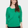 Women Saint Tropez Knitwear | Mila R-Neck Pullover-Verdant Green Melange