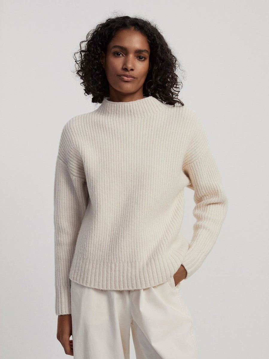 Women Varley Knitwear | Skyla Funnel Neck Knit-Whitecap/Grey