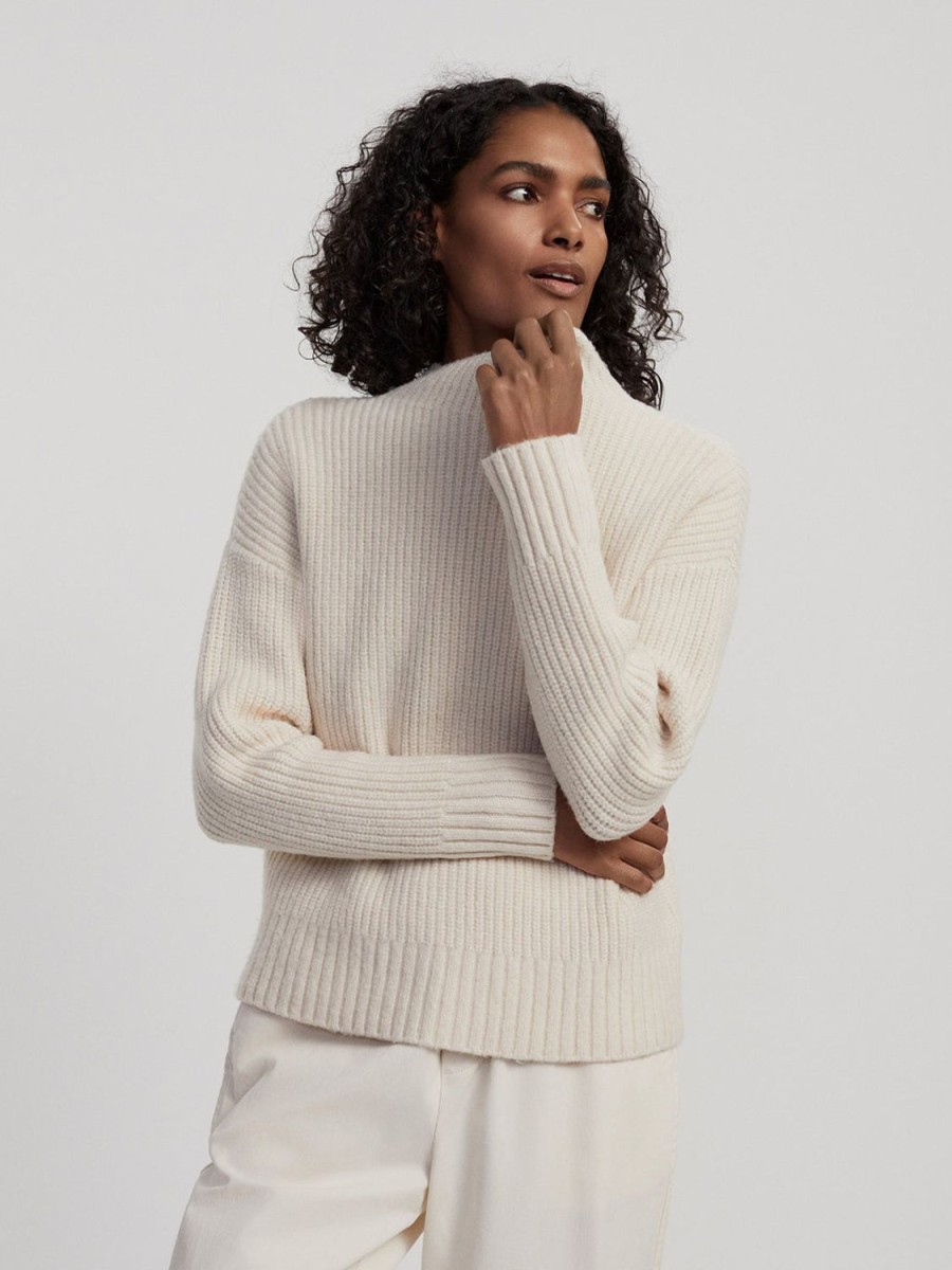 Women Varley Knitwear | Skyla Funnel Neck Knit-Whitecap/Grey