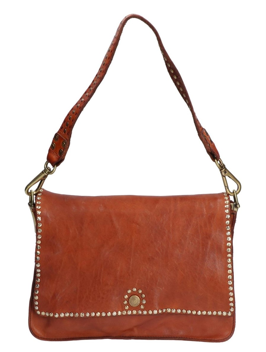 Women Campomaggi Bags | Medium Flap Front Studded Bag-Cognac