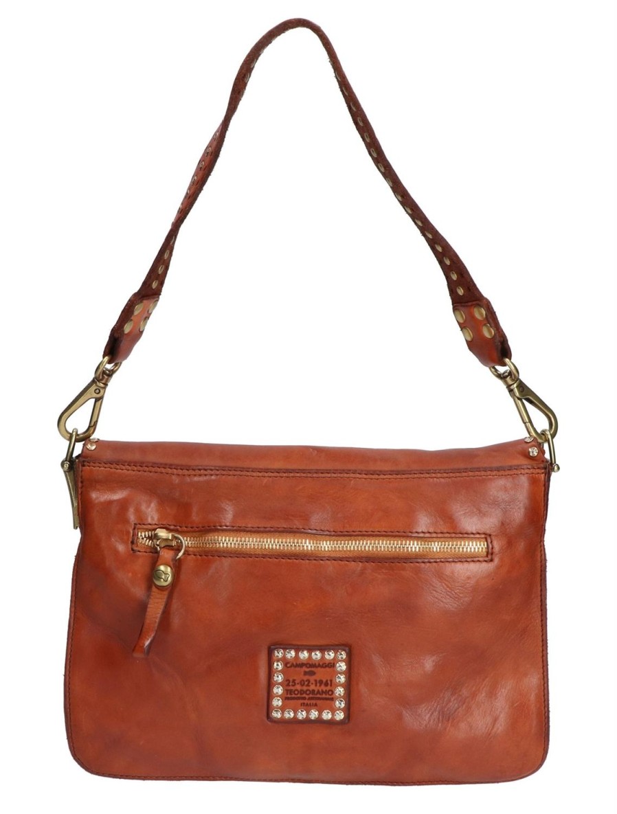 Women Campomaggi Bags | Medium Flap Front Studded Bag-Cognac