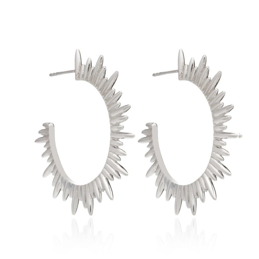 Women Rachel Jackson Earrings | Silver Sunrays Hoops