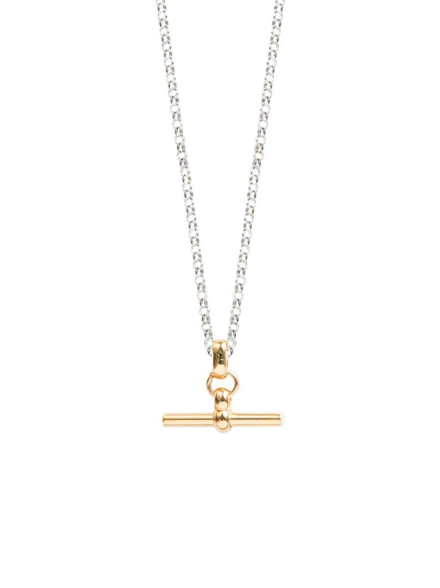 Women Tilly Sveaas Necklaces | Gold And Silver T-Bar Necklace 50Cm