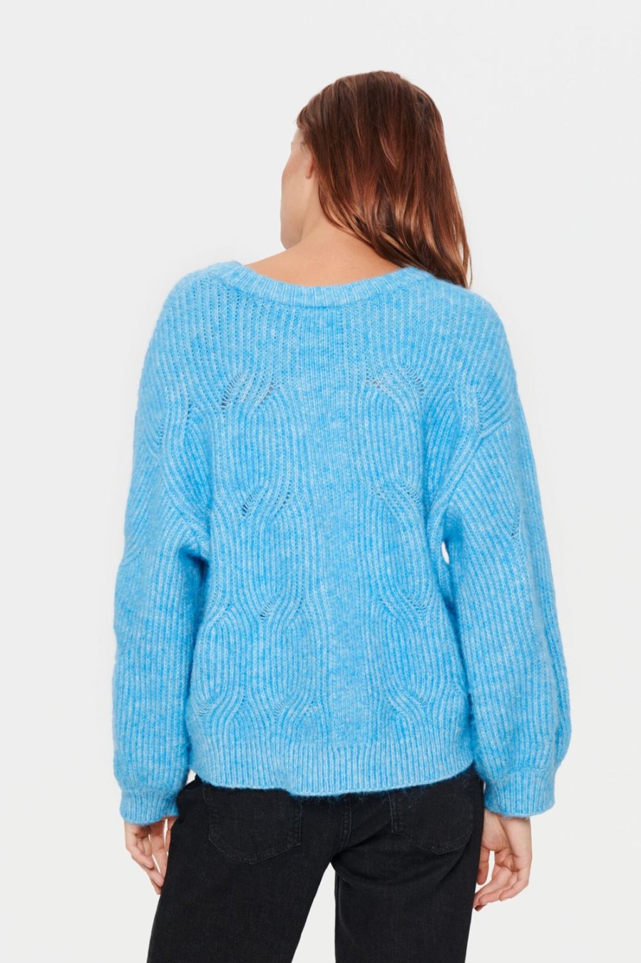 Women Saint Tropez Knitwear | Arabella Pullover-Bonnie Blue Melange