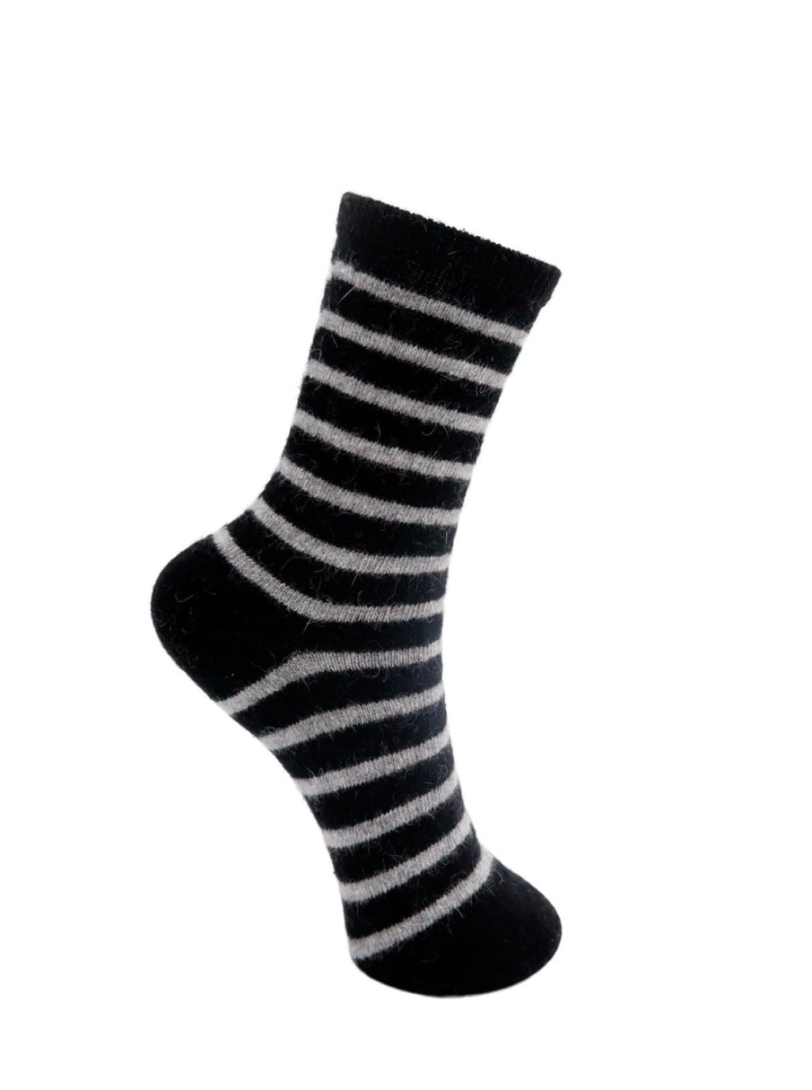 Women Black Colour Socks | Wonderland Striped Sock-Black