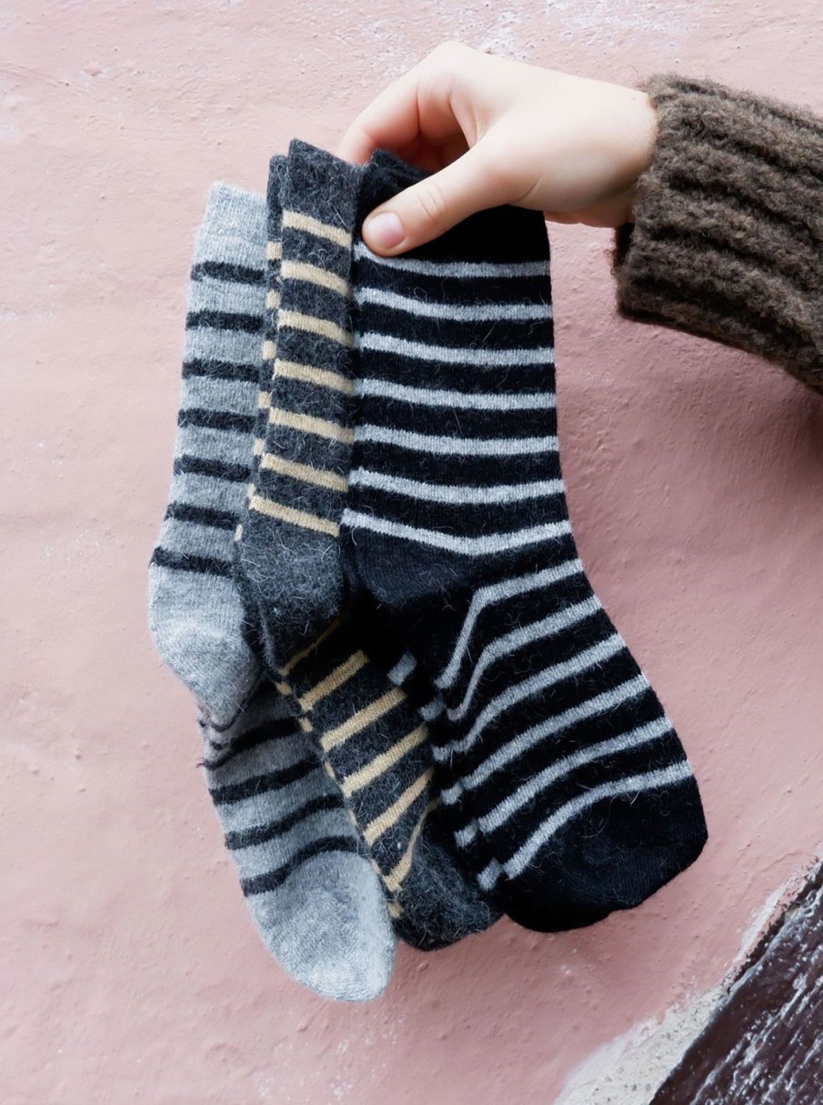 Women Black Colour Socks | Wonderland Striped Sock-Black