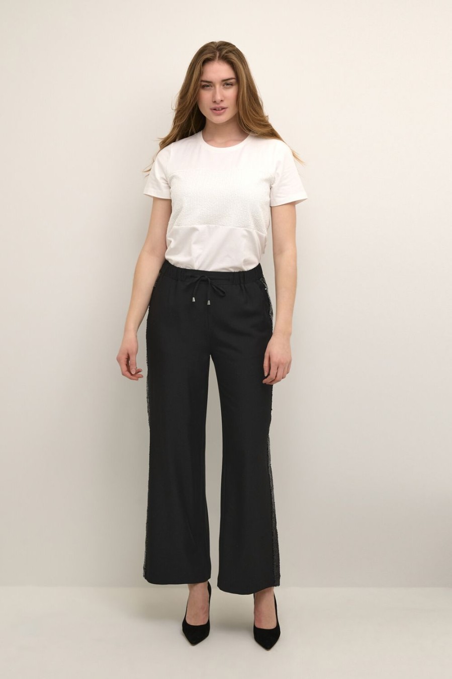 Women Culture Trousers | Chastina Sequin Pants-Black