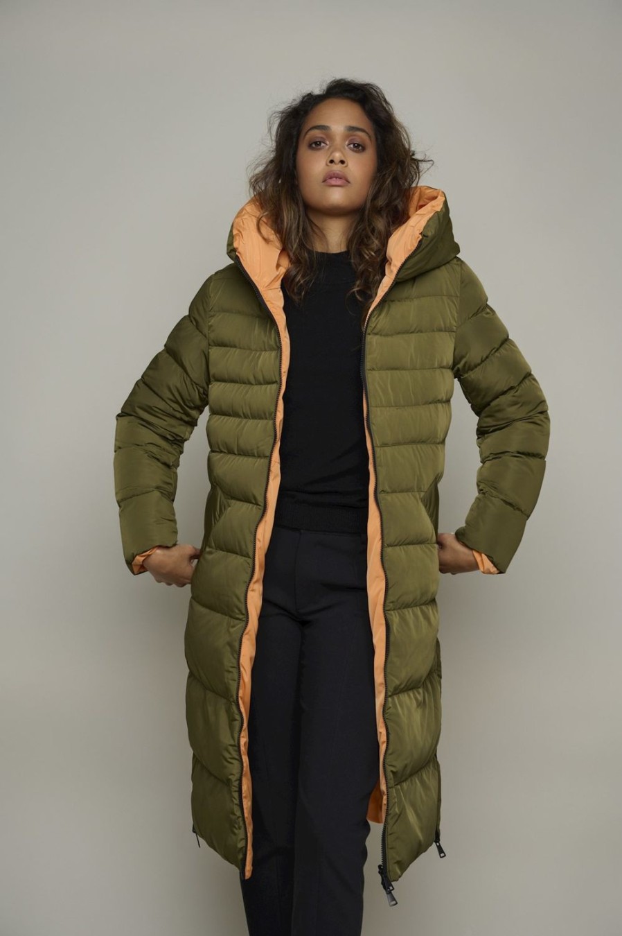 Women Rino & Pelle Coats | Keila Reversible Padded Coat-Pine/Nectarine