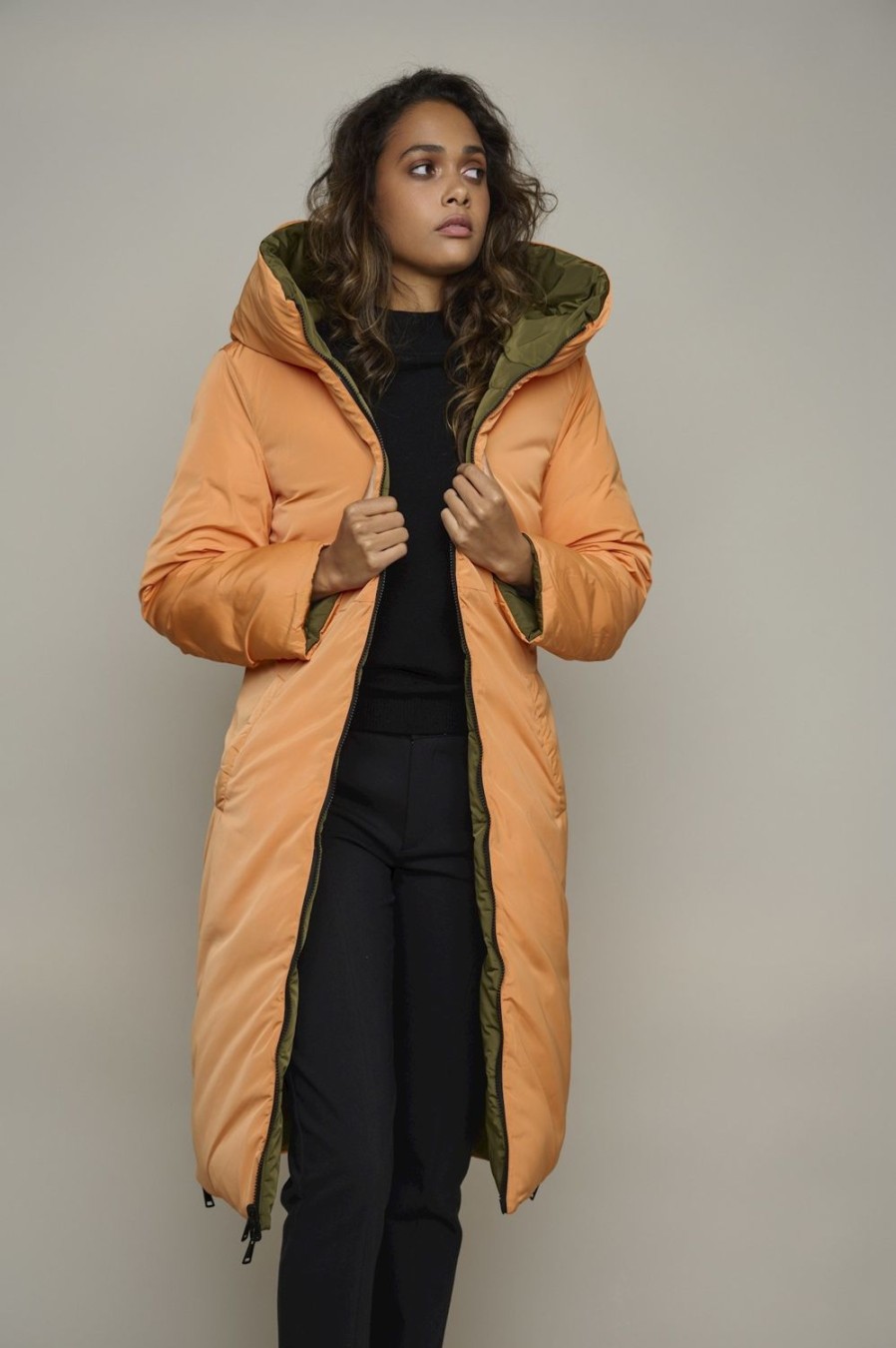 Women Rino & Pelle Coats | Keila Reversible Padded Coat-Pine/Nectarine