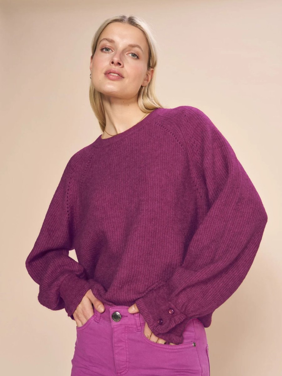 Women Mos Mosh Knitwear | Talli Ls Knit-Vivid Viola