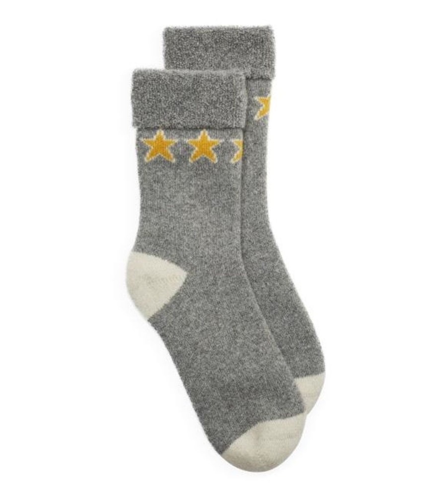 Women Somerville Socks | Slipper Sock Star-Grey/Yellow