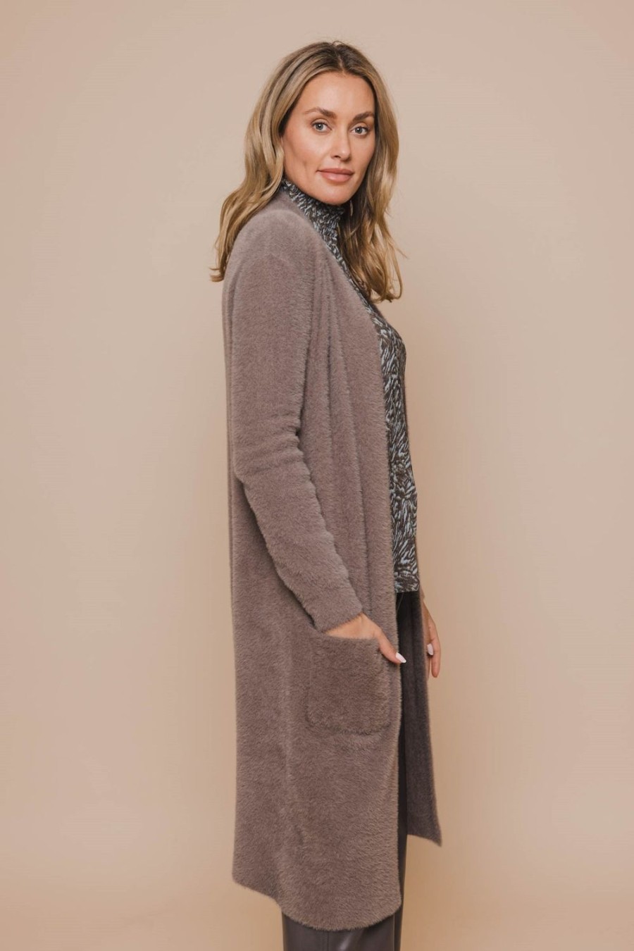 Women Rino & Pelle Jackets | Gambler Long Cardi-Taupe