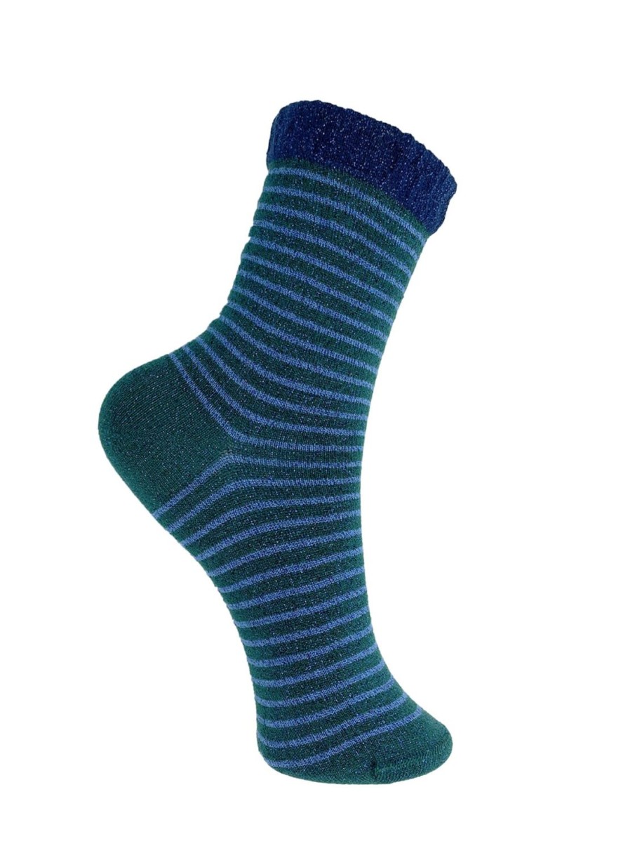 Women Black Colour Socks | Flash Stripe Socks-Green