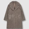 Women Rino & Pelle Coats | Aksa Reversible Teddy Long Coat-Fungi