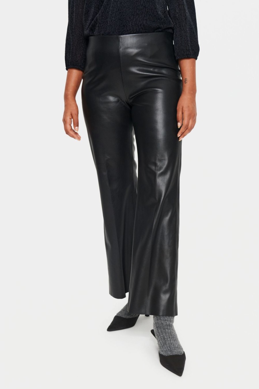 Women Saint Tropez Trousers | Dowie Flared Pants-Black