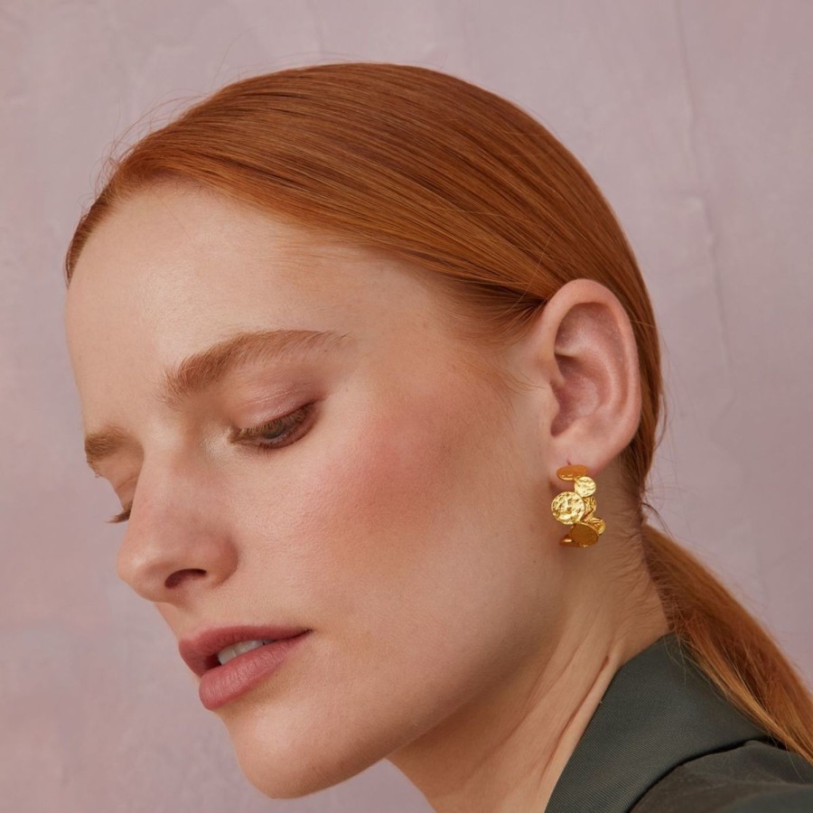 Women Ashiana Earrings | Flora Hoop Earrings-Gold